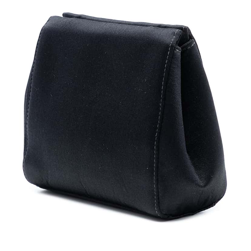 Chanel Satin Camellia Evening Bag Black Very good condition - Back View