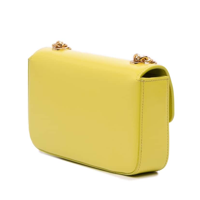 Celine Calfskin Cuir Triomphe Chain Shoulder Bag Yellow Leather Very good condition - Back View