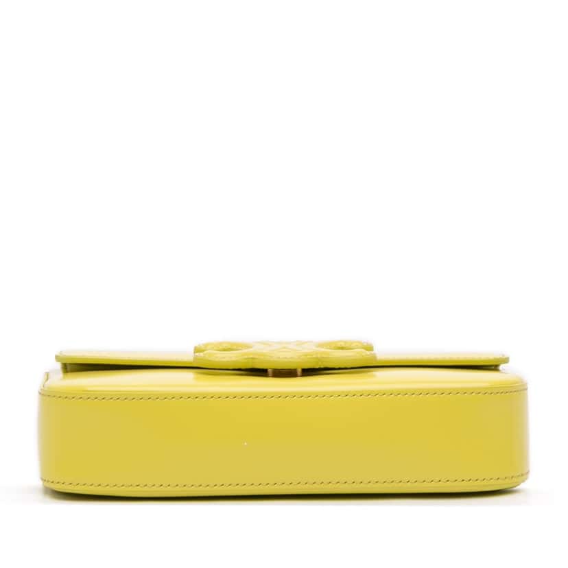 Celine Calfskin Cuir Triomphe Chain Shoulder Bag Yellow Leather Very good condition - Inside View