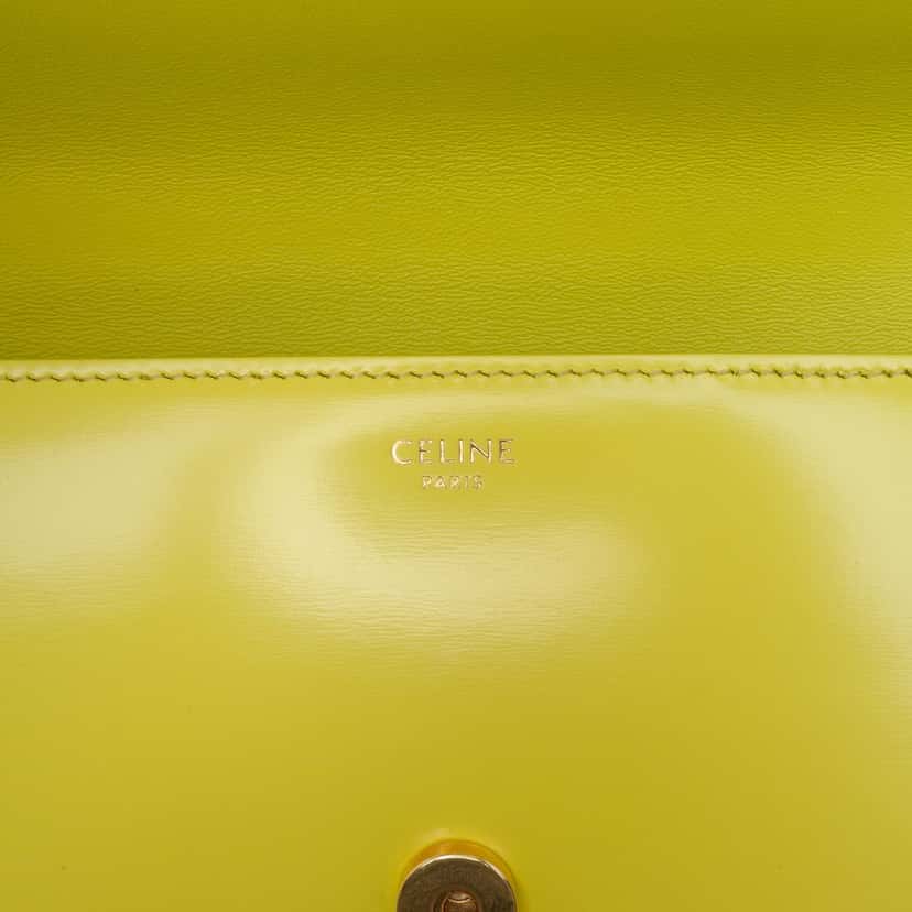 Celine Calfskin Cuir Triomphe Chain Shoulder Bag Yellow Leather Very good condition - Box View