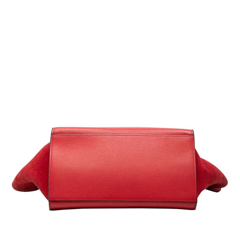 Celine Small Drummed Calfskin and Suede Trapeze Satchel Red Leather Very good condition - Inside View