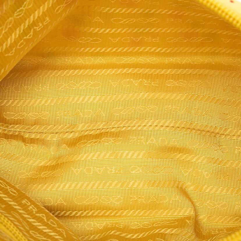 Prada Tessuto Stampato Palm Cosmetic Pouch Yellow Very good condition - Model View