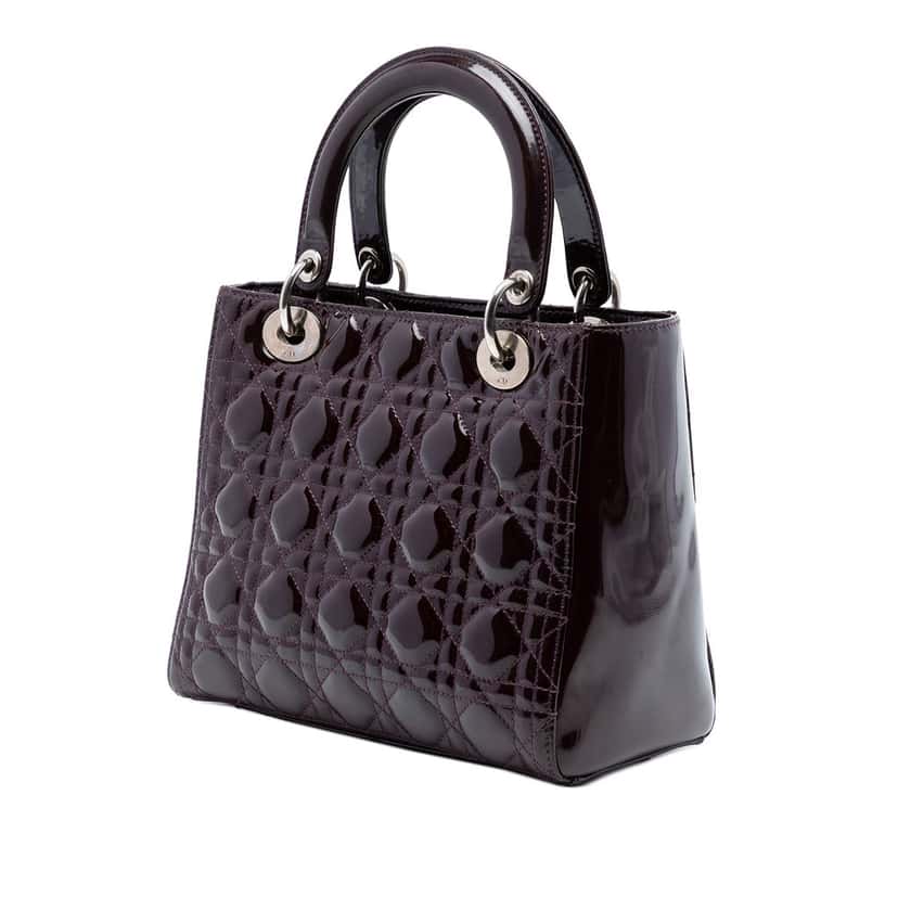 Dior Medium Patent Cannage Lady Dior Purple Leather Very good condition - Back View
