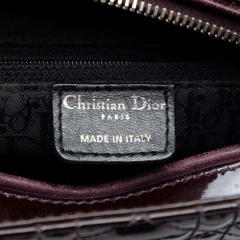 Dior Medium Patent Cannage Lady Dior Purple Leather Very good condition - Box View