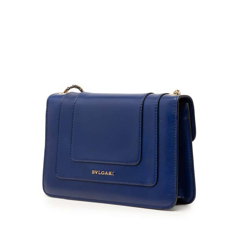 Bvlgari Small Leather Serpenti Forever Chain Crossbody Blue Leather Very good condition - Back View