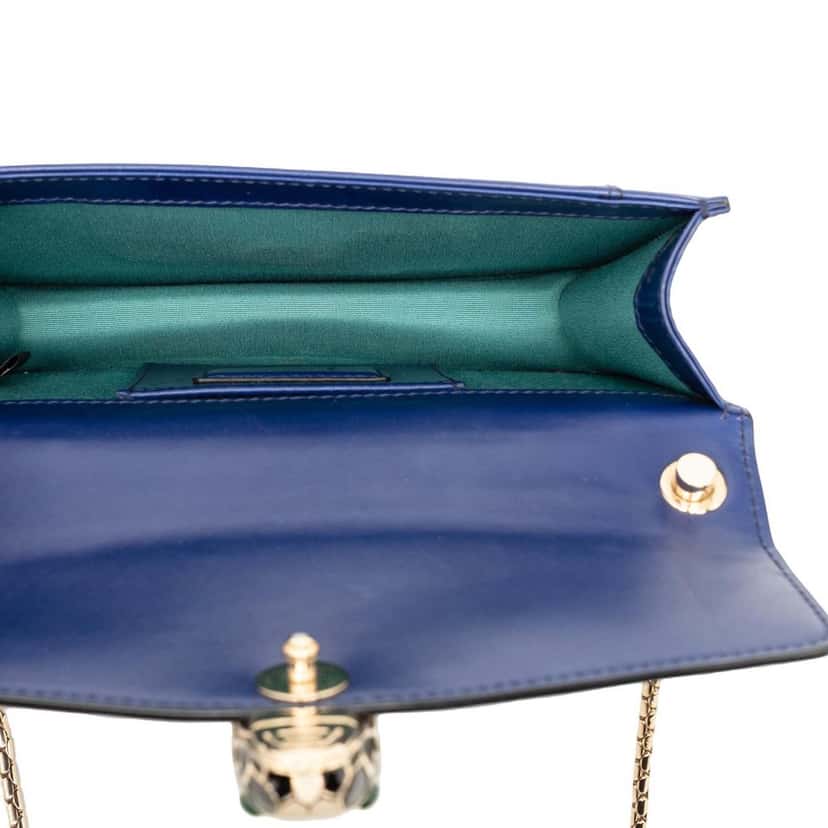 Bvlgari Small Leather Serpenti Forever Chain Crossbody Blue Leather Very good condition - Model View