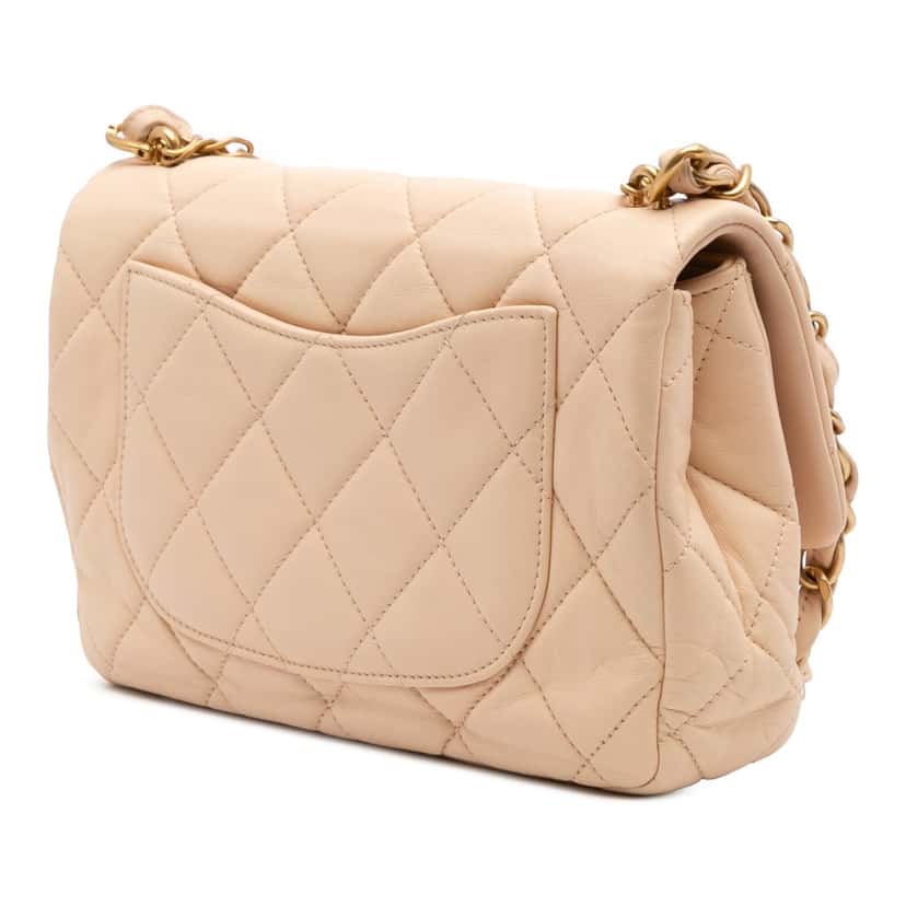 Chanel Quilted Lambskin Fancy Jewel Single Flap Beige Leather Good condition - Back View