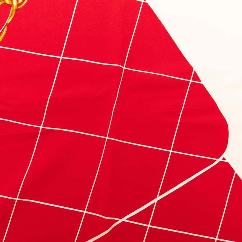 Chanel Classic Flap Printed Silk Scarf Red Very good condition - Box View