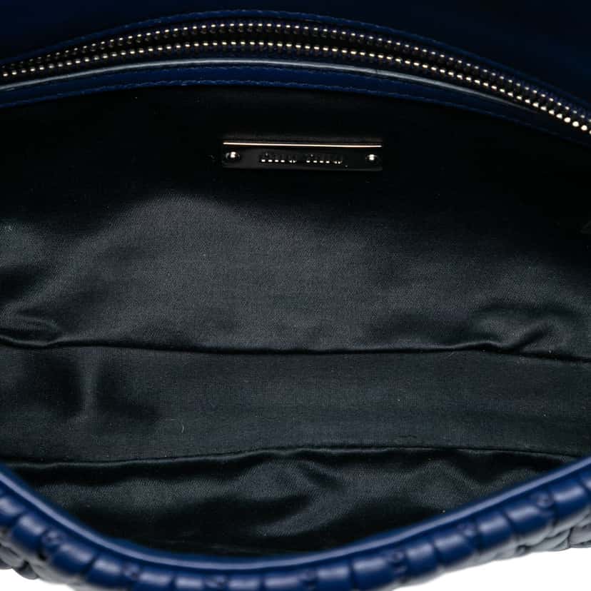 Miu Miu Matelasse Nappa Crystal Chain Satchel Blue Leather Very good condition - Model View