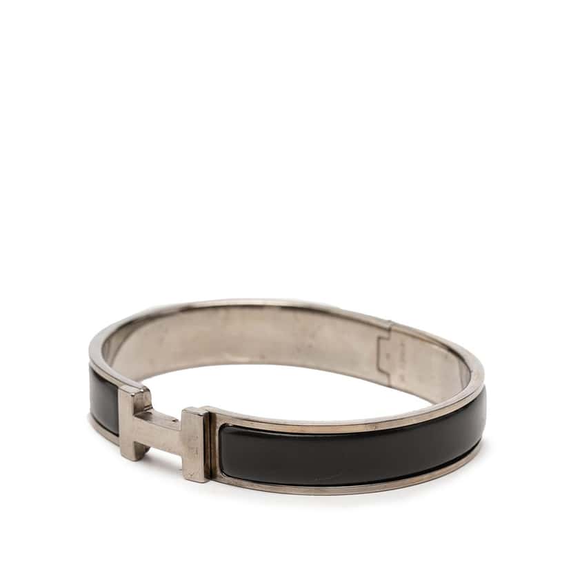 Hermès Narrow Enamel Clic H Bracelet PM Black Very good condition - Back View