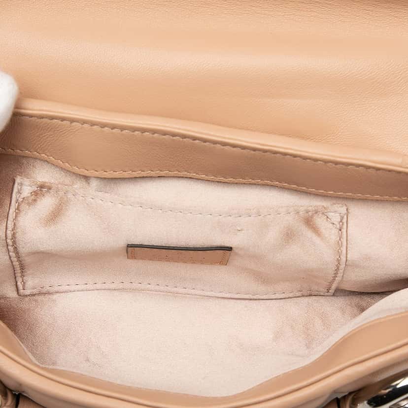 Gucci Small Quilted Calfskin Horsebit Chain Satchel Beige Leather Very good condition - Model View