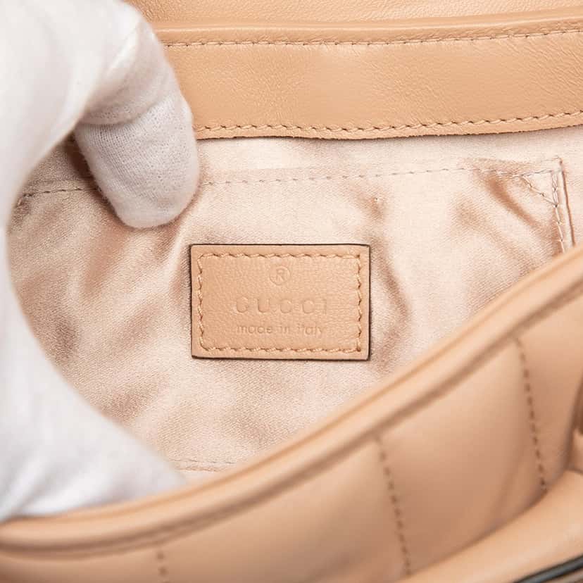 Gucci Small Quilted Calfskin Horsebit Chain Satchel Beige Leather Very good condition - Box View