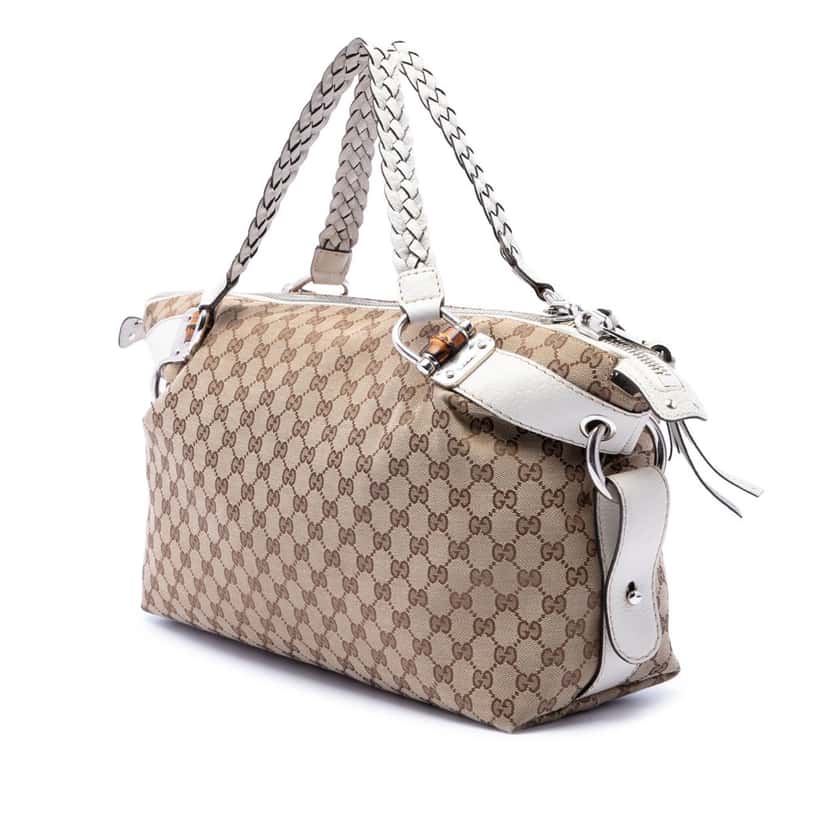 Gucci Medium GG Canvas Bamboo Bar Tote Beige Very good condition - Back View