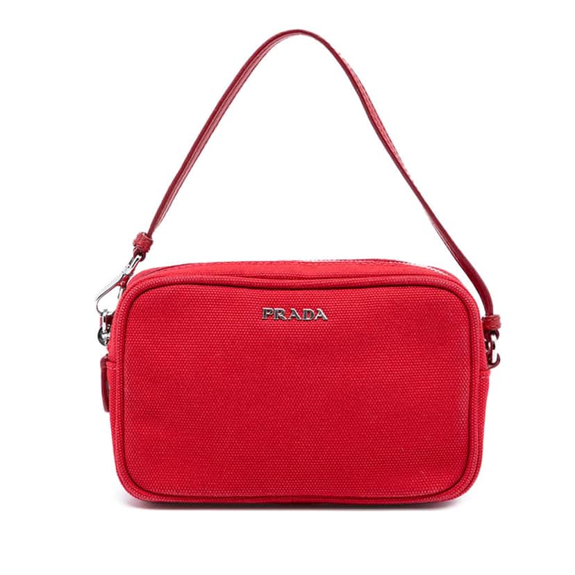 Prada Canvas Canapa Pouch Red Very good condition - Front View