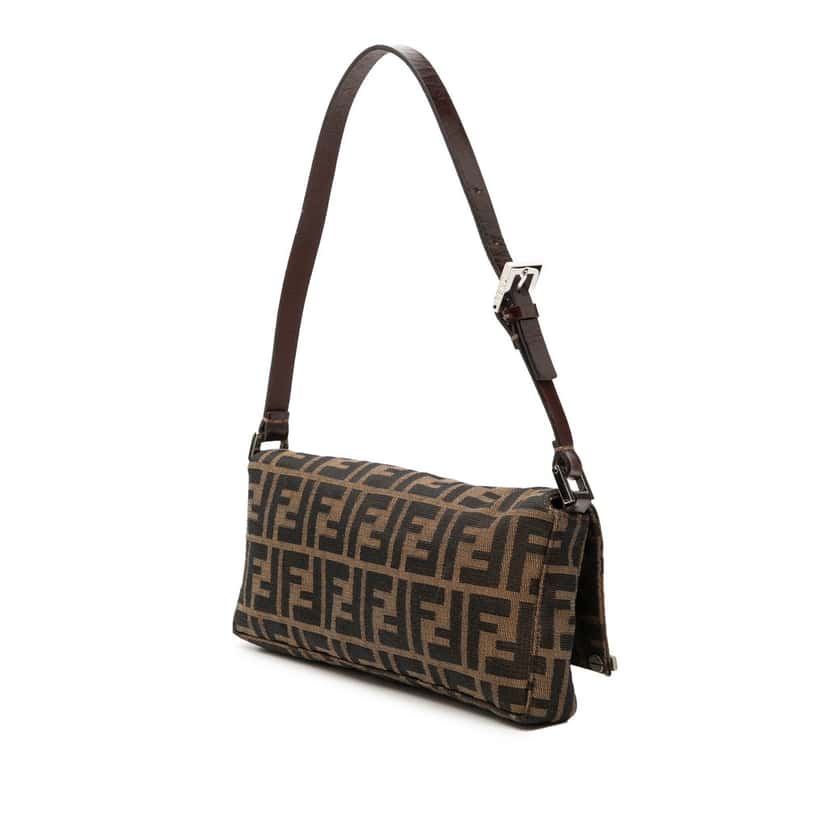 Fendi Zucca Canvas Flap Pochette Brown Very good condition - Back View