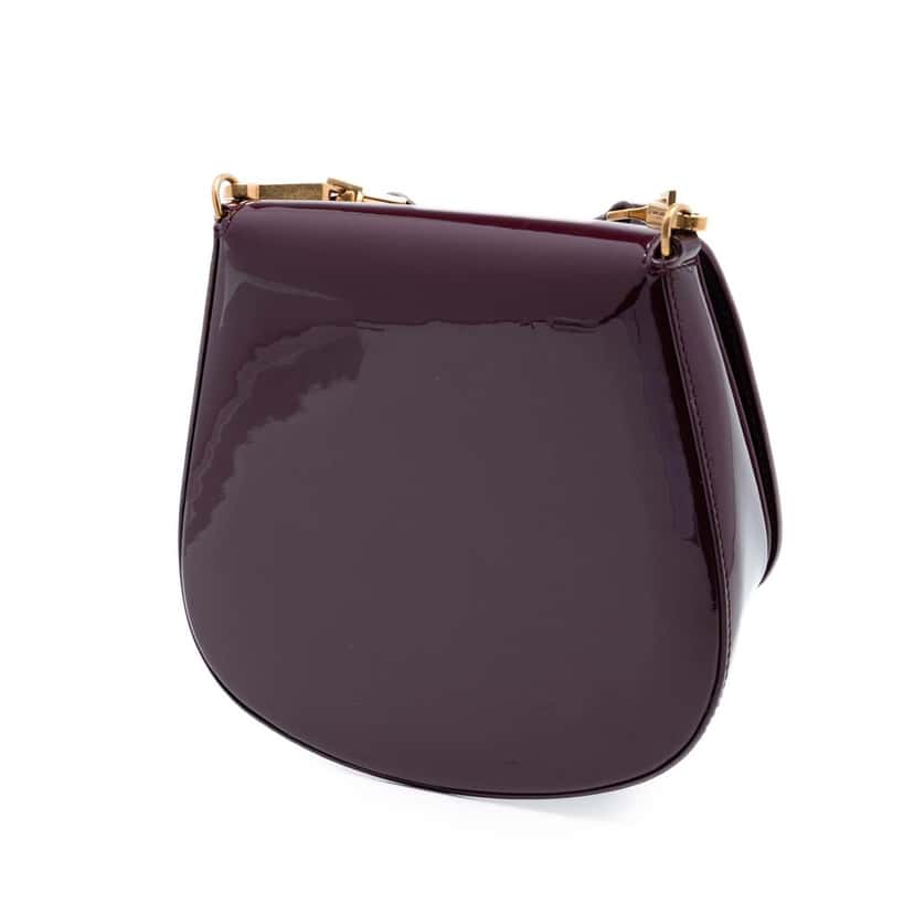 Saint Laurent Mini Patent Monogram Voltaire Top Handle Bag in Box Red Leather Very good condition - Back View