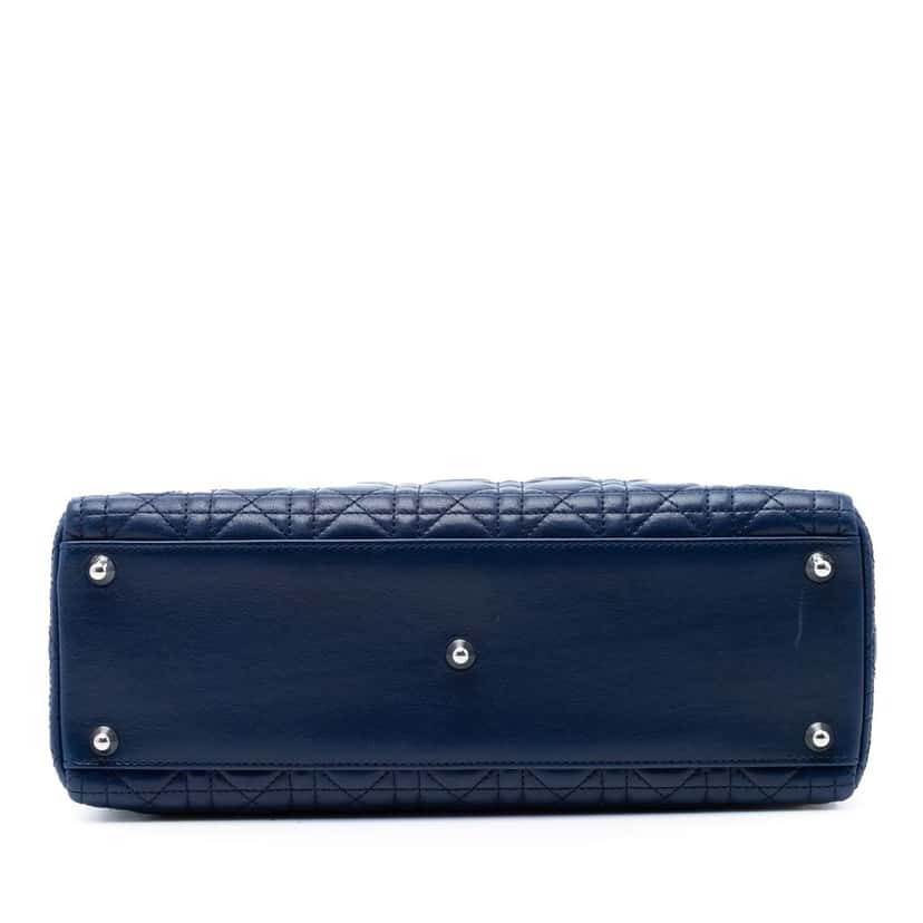 Dior Large Lambskin Cannage Lady Dior Blue Leather Very good condition - Inside View