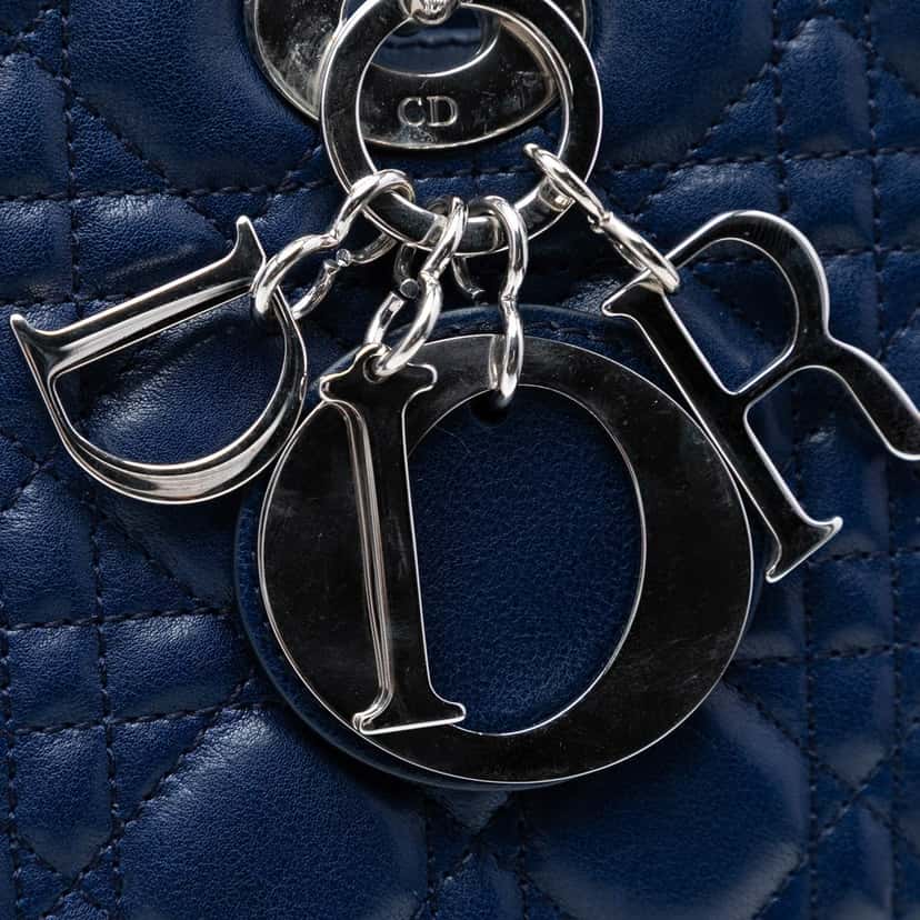Dior Large Lambskin Cannage Lady Dior Blue Leather Very good condition - Box View