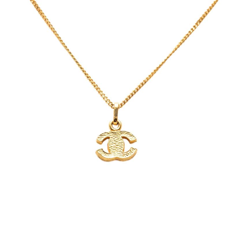 Chanel CC Gold Plated Strass Pendant Necklace Gold Metal Very good condition - Inside View