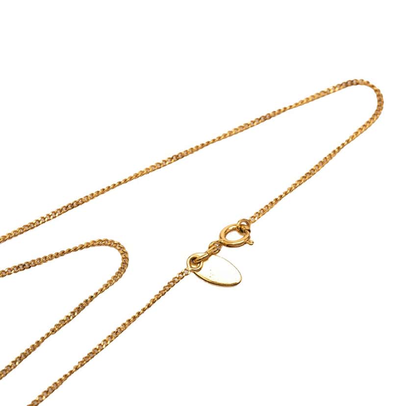 Chanel CC Gold Plated Strass Pendant Necklace Gold Metal Very good condition - Box View