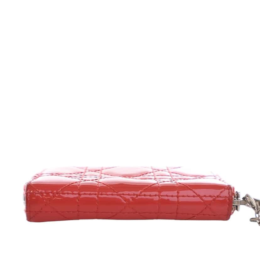 Dior Small Patent Cannage Lady Dior Voyageur Coin Purse Red Leather Very good condition - Box View