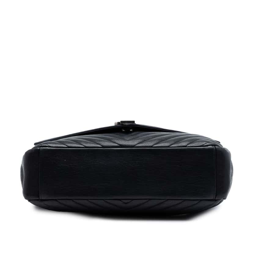 Saint Laurent Large Sheepskin Chevron Monogram Monochrome College Bag Black Leather Very good condition - Inside View