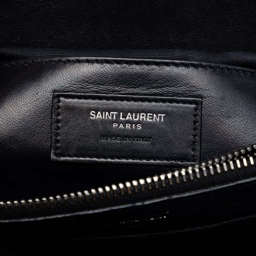 Saint Laurent Large Sheepskin Chevron Monogram Monochrome College Bag Black Leather Very good condition - Box View