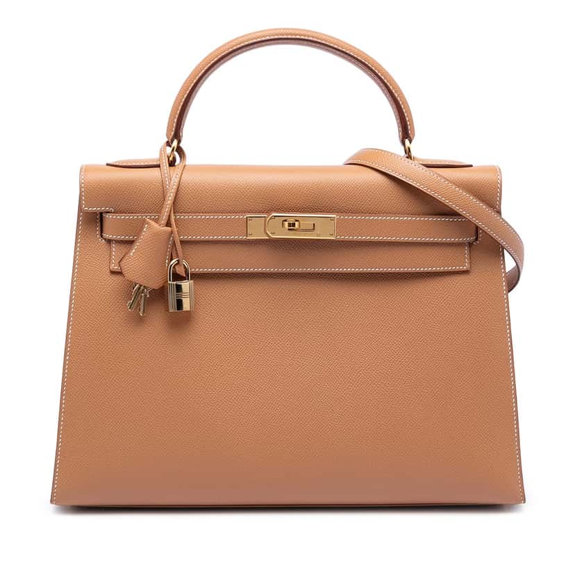 Hermès Courchevel Kelly Sellier 32 Brown Leather Very good condition - Front View