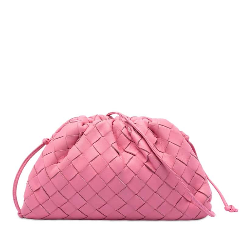 Bottega Veneta Nappa Intrecciato The Mini Pouch Crossbody Pink Leather Very good condition - Front View