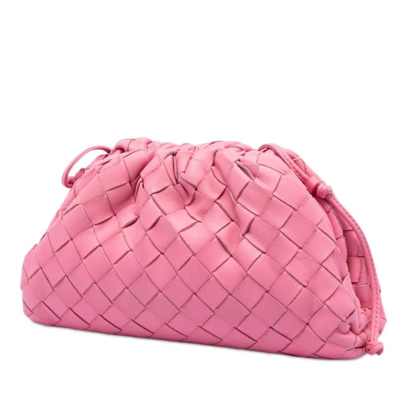 Bottega Veneta Nappa Intrecciato The Mini Pouch Crossbody Pink Leather Very good condition - Back View