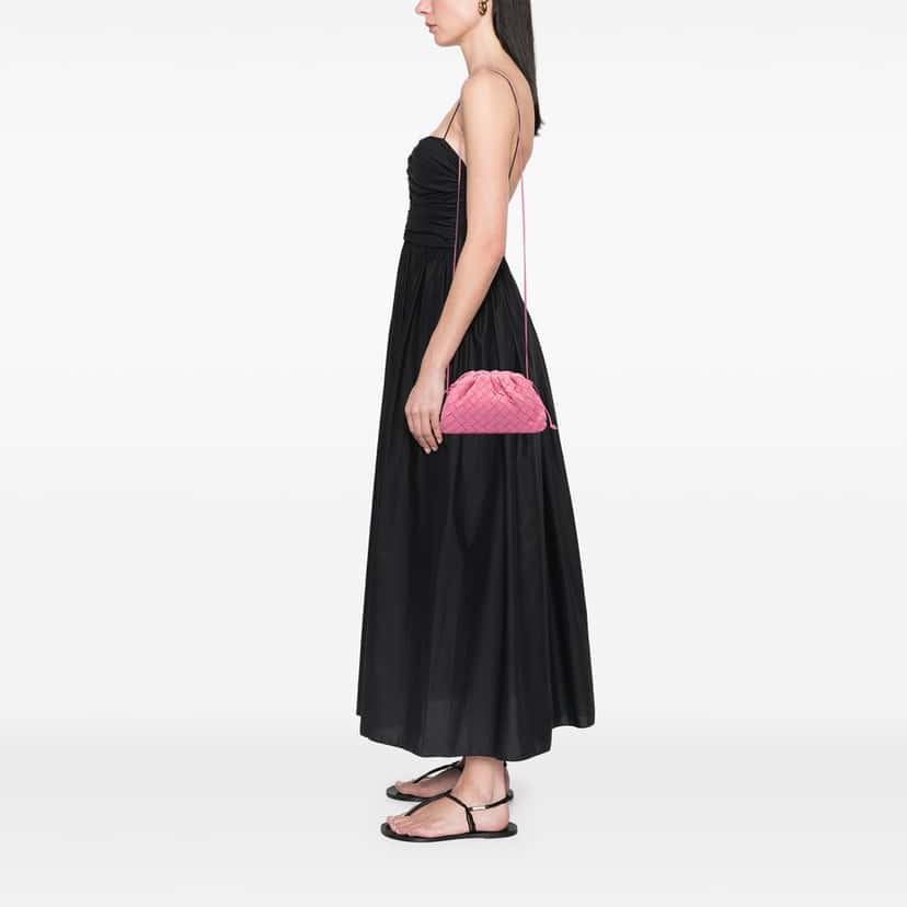 Bottega Veneta Nappa Intrecciato The Mini Pouch Crossbody Pink Leather Very good condition - Box View