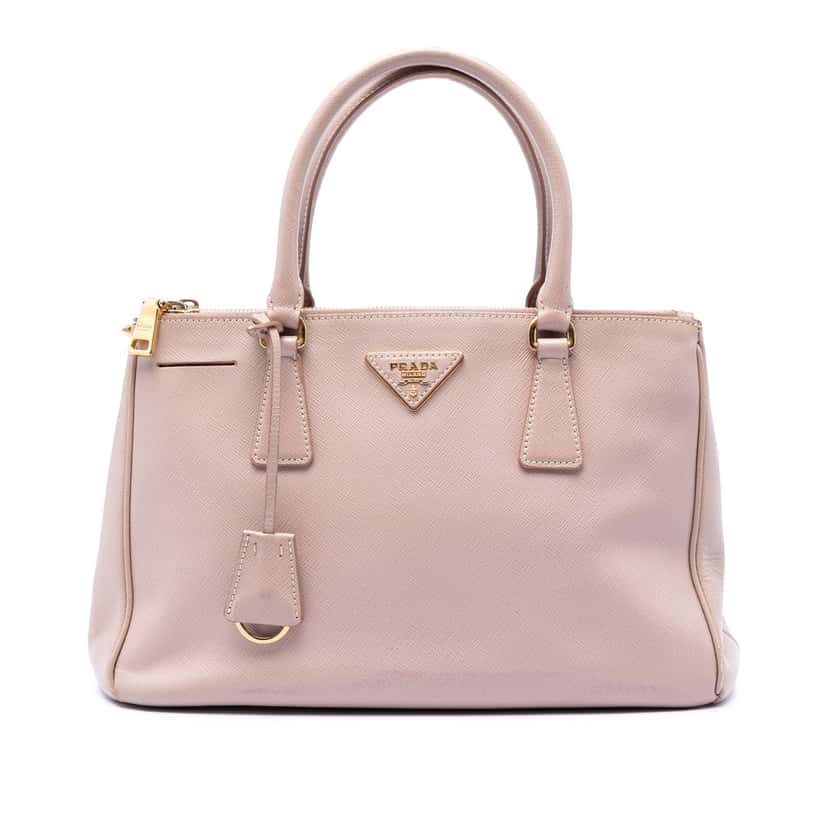 Prada Medium Saffiano Lux Galleria Double Zip Satchel Pink Leather Good condition - Front View