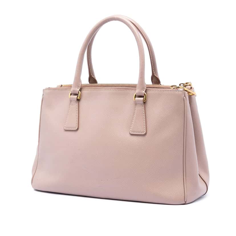 Prada Medium Saffiano Lux Galleria Double Zip Satchel Pink Leather Good condition - Back View