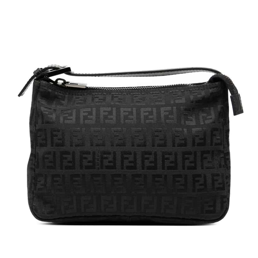 Fendi Zucchino Canvas Handbag Black Very good condition - Front View