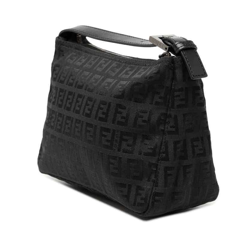 Fendi Zucchino Canvas Handbag Black Very good condition - Back View