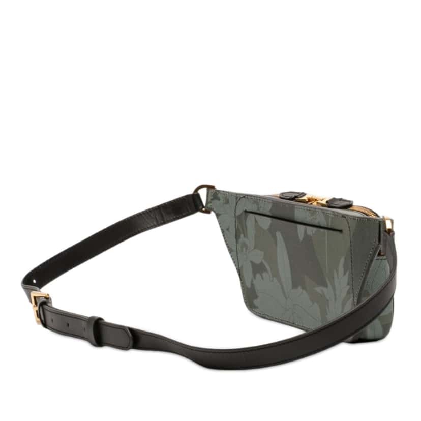 Tom Ford Leather Floral Print Belt Bag Green Leather Very good condition - Back View