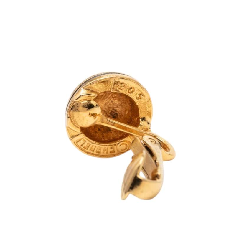 Chanel CC Gold Plated Round Clip On Earrings Gold Metal Very good condition - Inside View