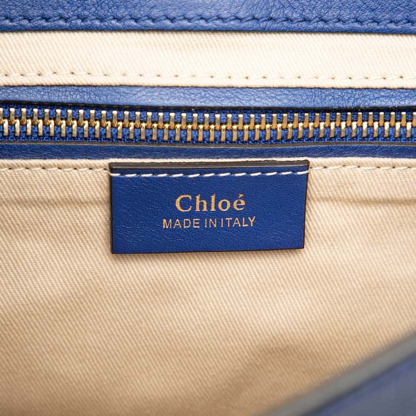Chloé Medium Calfskin and Suede Faye Backpack Blue Leather Very good condition - Box View