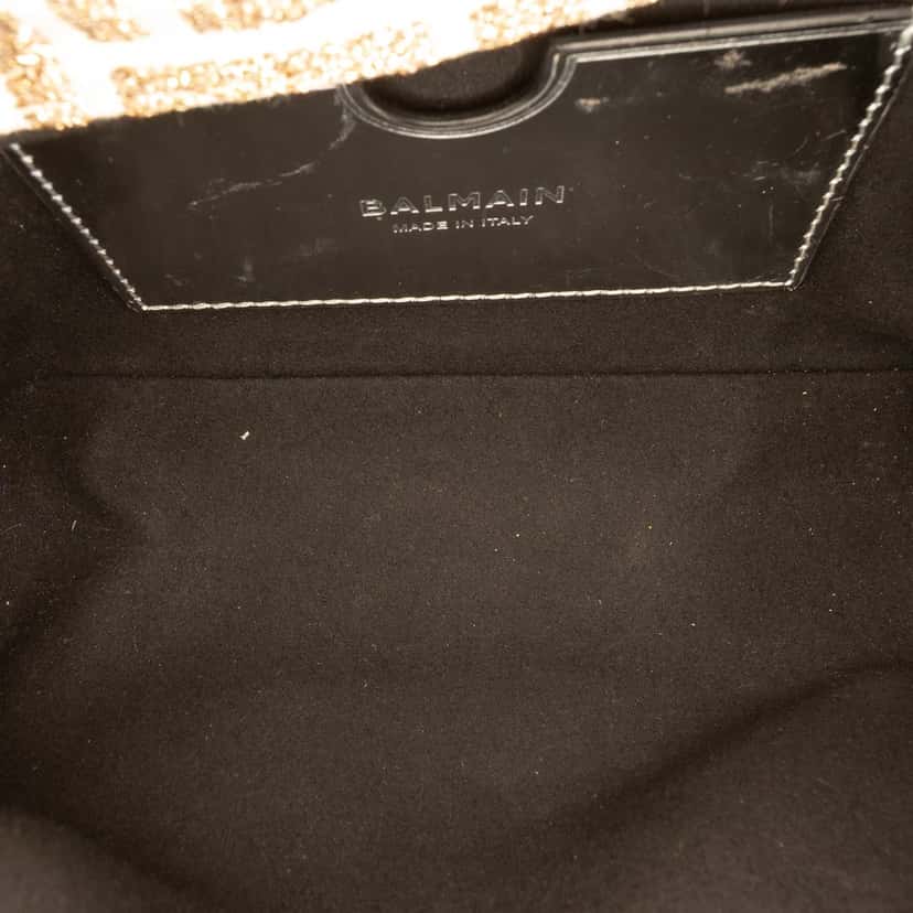 Balmain Mini Monogram Jacquard 1945 Crossbody Beige Very good condition - Model View
