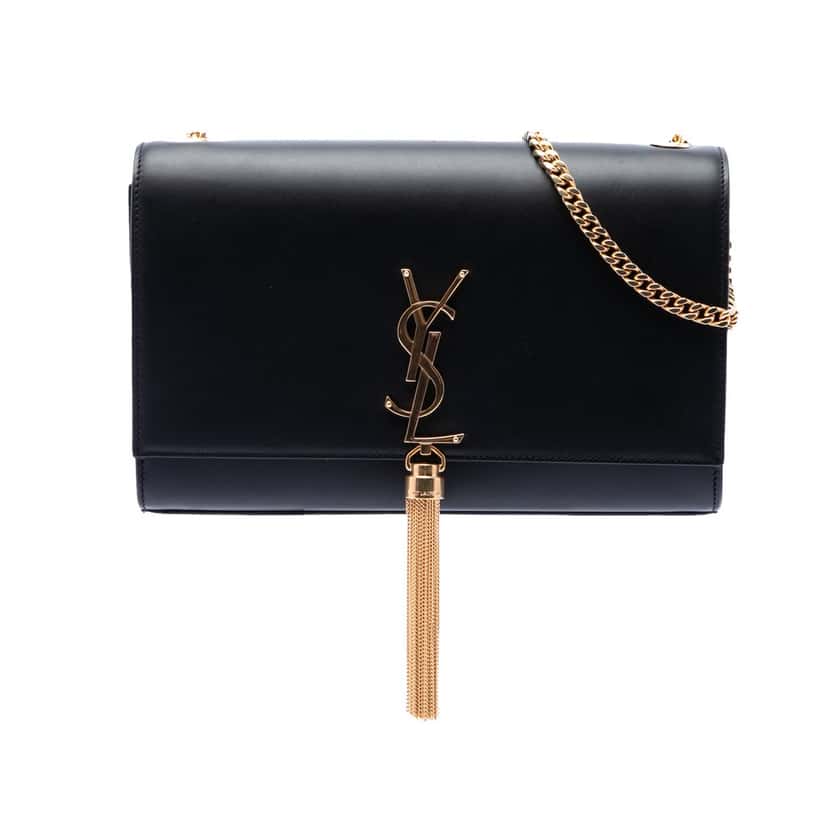 Saint Laurent Medium Smooth Calfskin Classic Monogram Kate Tassel Crossbody Black Leather Very good condition - Front View