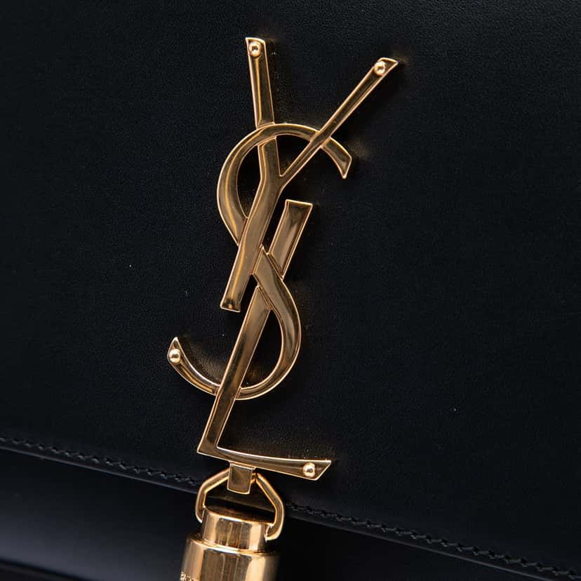 Saint Laurent Medium Smooth Calfskin Classic Monogram Kate Tassel Crossbody Black Leather Very good condition - Box View