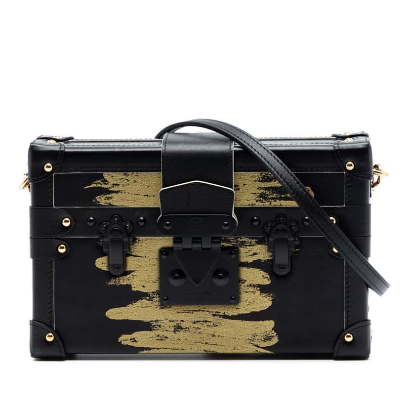 Louis Vuitton Leather Golden Light Petite Malle Black Leather Very good condition - Front View