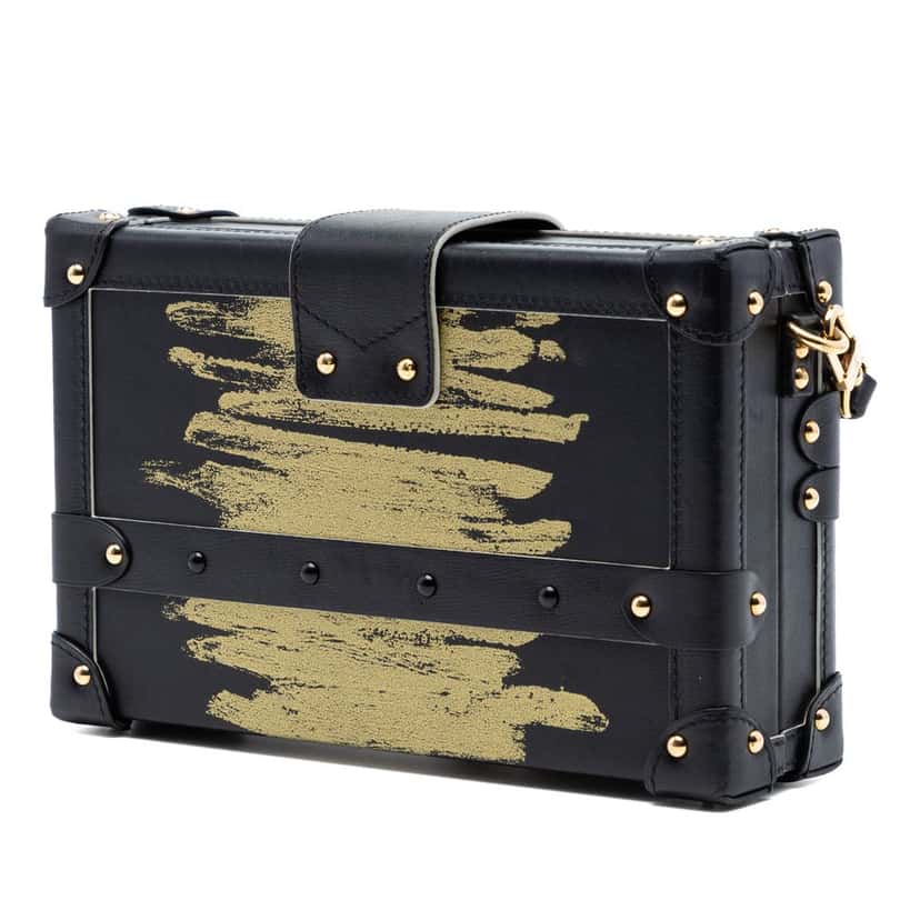 Louis Vuitton Leather Golden Light Petite Malle Black Leather Very good condition - Back View