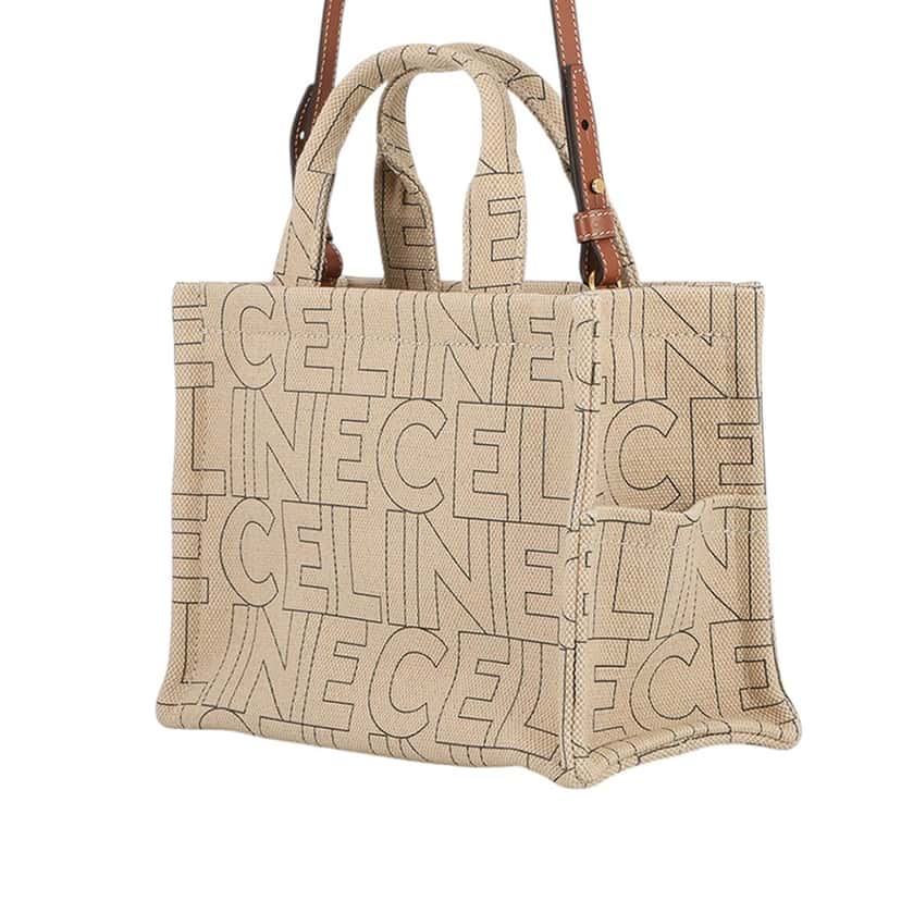 Celine Small Printed Canvas Triomphe Cabas Thais Tote Beige Very good condition - Back View