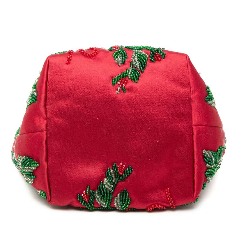 Valentino Micro Beaded Satin Floral Chain Tote Red Very good condition - Inside View