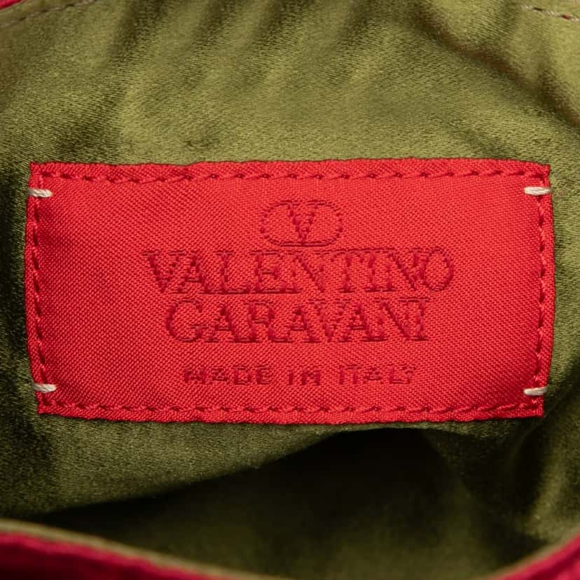 Valentino Micro Beaded Satin Floral Chain Tote Red Very good condition - Box View