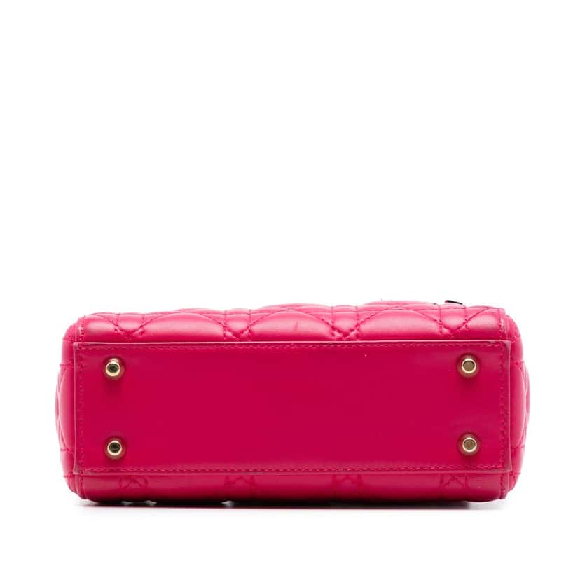 Dior Mini Lambskin Cannage Lady Dior Pink Leather Never worn, with tag - Inside View