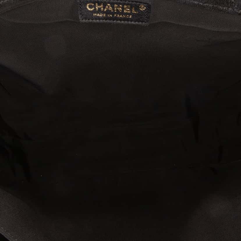 Chanel XXL Classic Velvet Printed Camellia Flap Black Very good condition - Box View