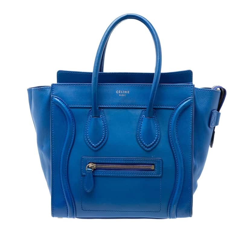 Celine Micro Smooth Calfskin Luggage Tote Blue Leather Very good condition - Front View
