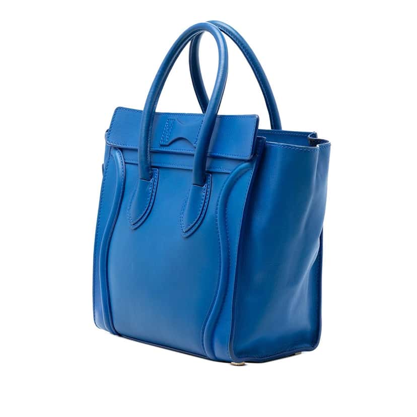 Celine Micro Smooth Calfskin Luggage Tote Blue Leather Very good condition - Back View